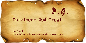 Metzinger Györgyi névjegykártya